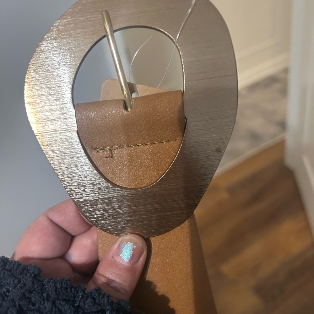 Gold and Tan Belt with Oval Buckles